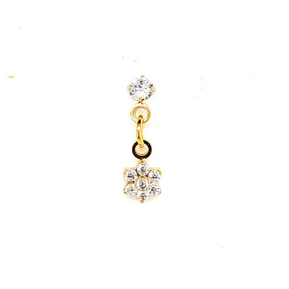 18G Labret- Casting CZ Flower Dangle- Gold Steel