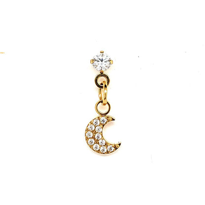 18G Labret- Casting CZ Moon- Gold Steel