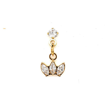 18G Labret- Casting CZ Tiara Dangle- Gold Steel