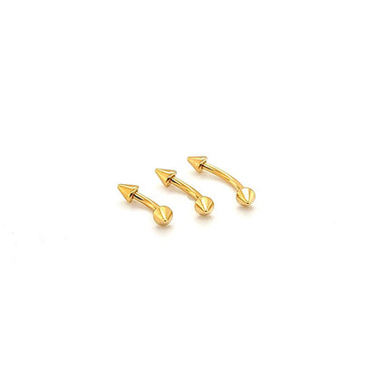 16G Eyebrow, Cone-Gold Steel