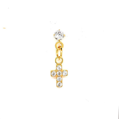 18G Labret- CZ Cross Dangle