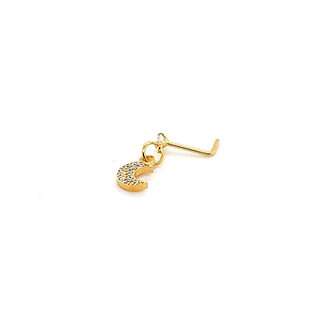 20G  L Shape Steel Casting Crescent Dangle -Gold Steel