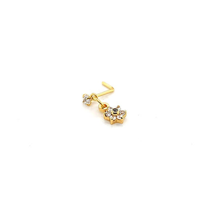 20G  L Shape Steel Casting Flower Dangle -Gold Steel