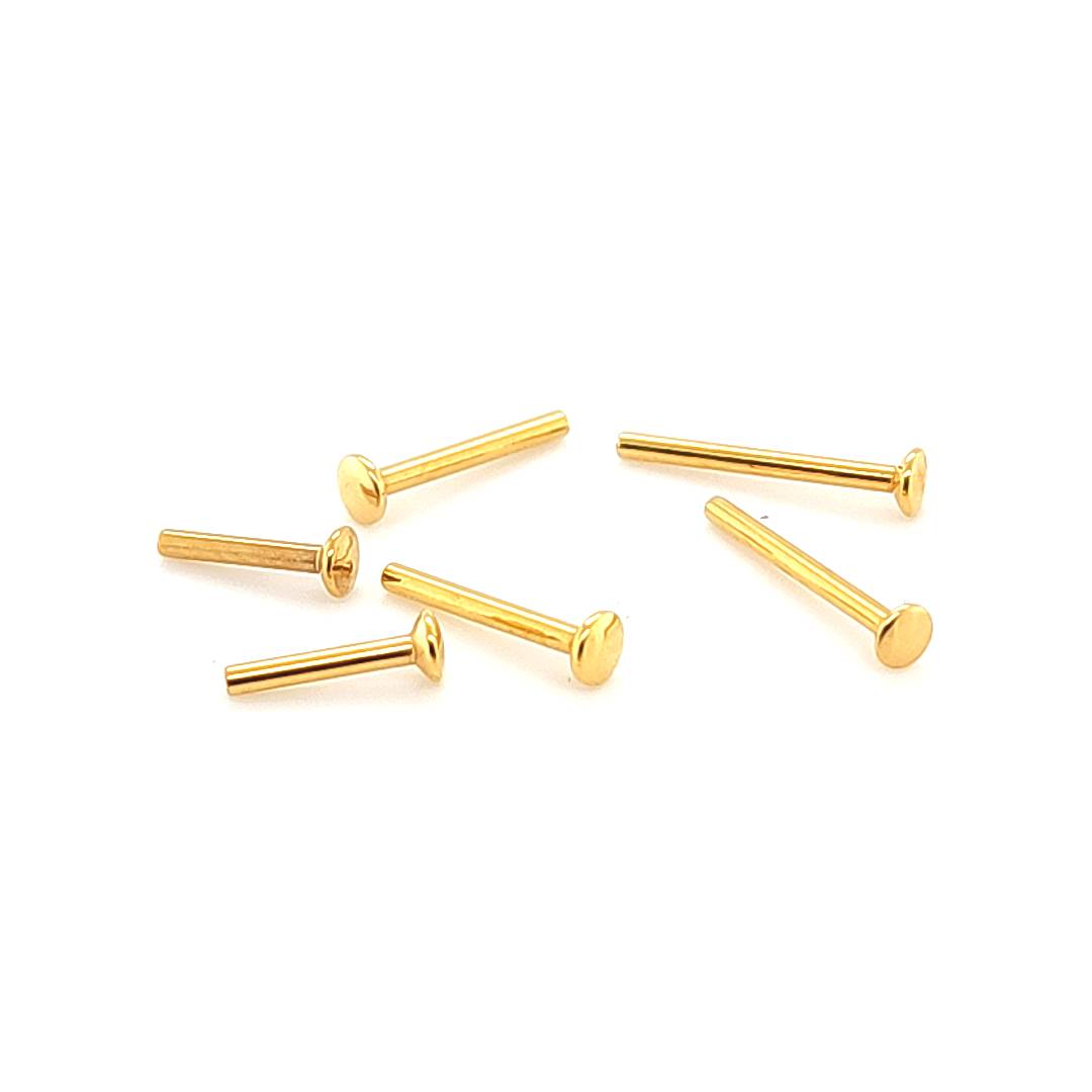 18G Threadless Labret Post -Gold Steel