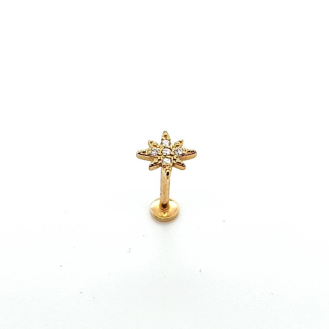 14K Gold- 18g/16g Starlight Labret