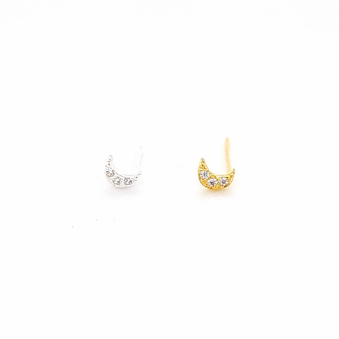 925.Sterling Silver-Moon CZ Nosestud, 20pc. Box