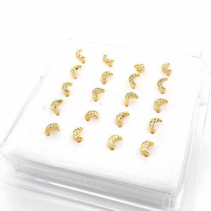 925.Sterling Silver-Moon CZ Nosestud, 20pc. Box