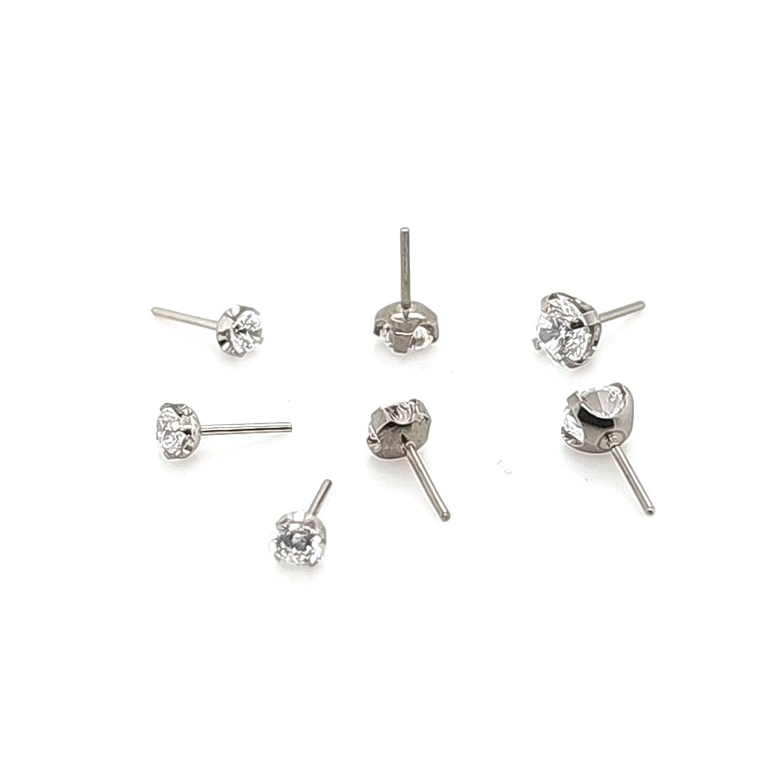 New Prong Set CZ W/ Push Pin - 316L S. Steel