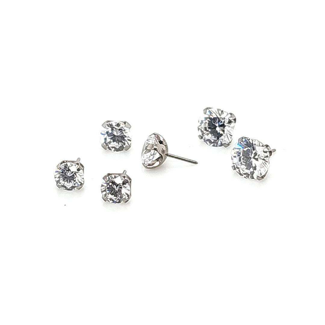 New Prong Set CZ W/ Push Pin - 316L S. Steel