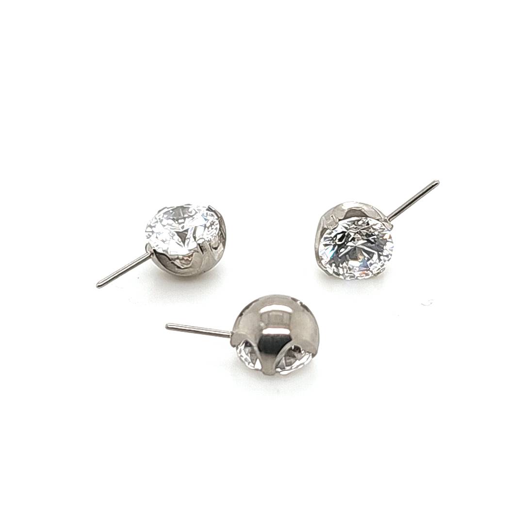 5mm New Prong Set CZ 90degree W/ Push Pin - 316L S. Steel