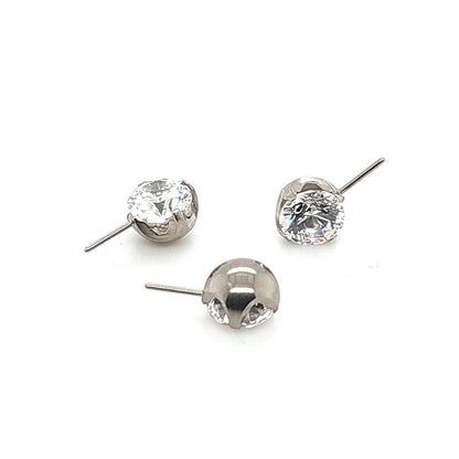 5mm New Prong Set CZ 90degree W/ Push Pin - 316L S. Steel