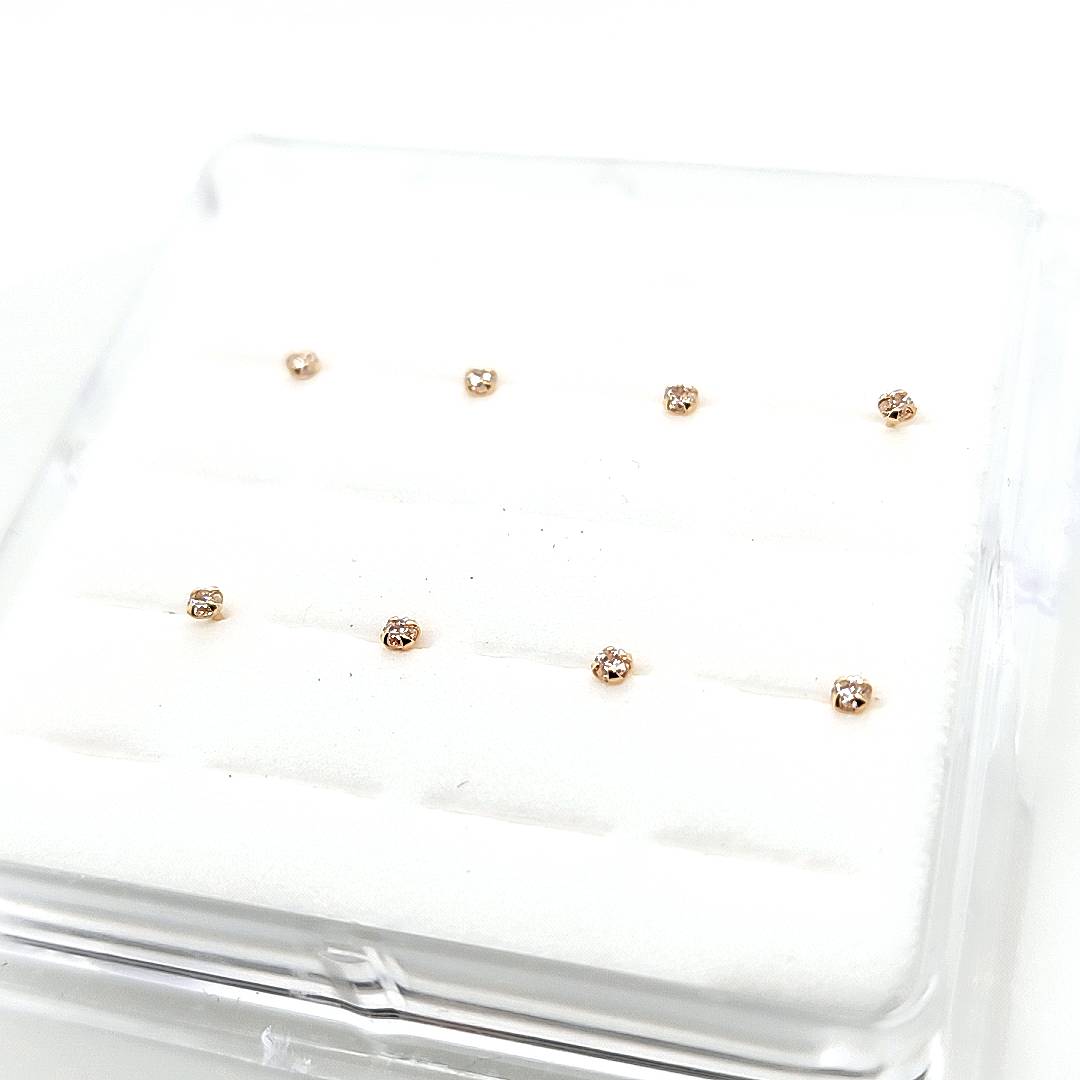 14K Gold- 22G Nose L-Shape CZ Set