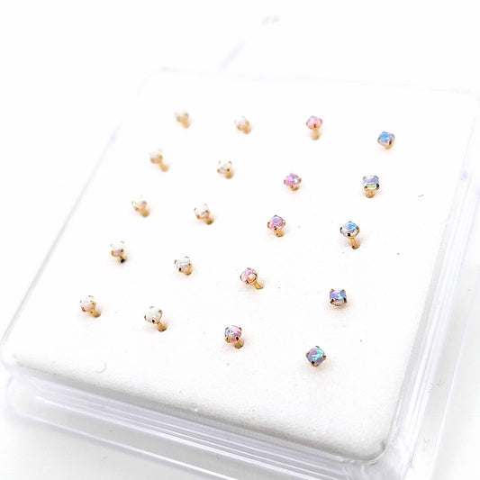 925.Sterling Silver-Opal Ball Setting Nosestud, 20pc. Box