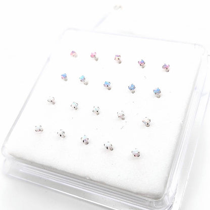 925.Sterling Silver-Opal Ball Setting Nosestud, 20pc. Box