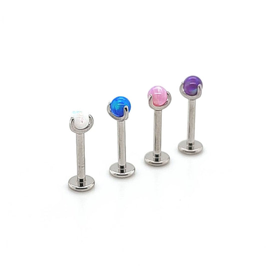 16G Labret, Opal Ball Claw Set -316L S. Steel