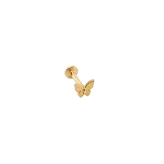 14K Gold- 18g Plain Butterfly Labret