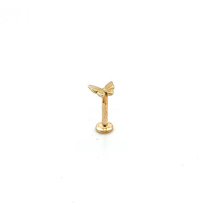 14K Gold- 18g Plain Butterfly Labret