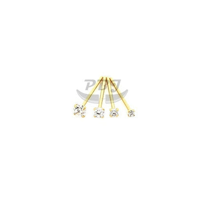 20G Nose Stud, CZ Prong Set Fishtail-Gold Steel & Rose Gold