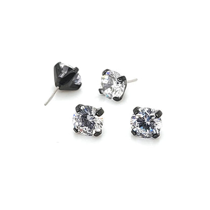 Prong Set CZ 5mm W/ Push Pin - Black Steel