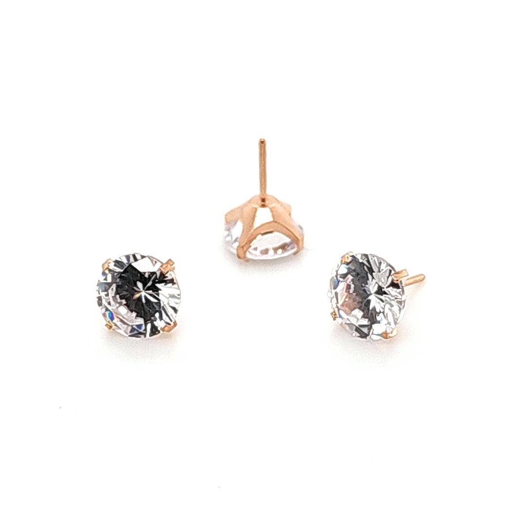 5mm Prong Set CZ W/ Push Pin - Rose Gold Steel