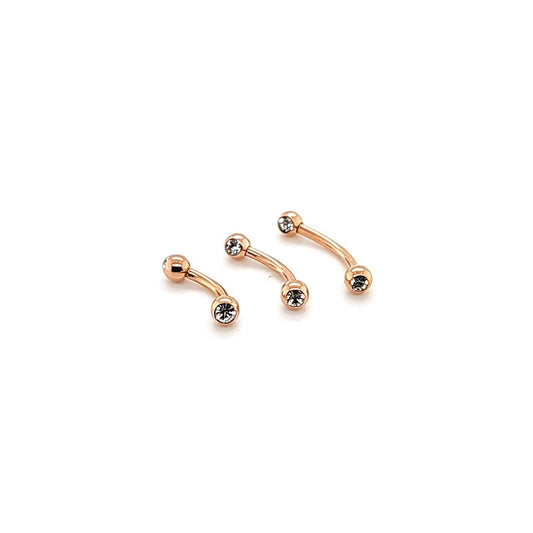 16G Eyebrow, Jeweled- Rose Gold Steel