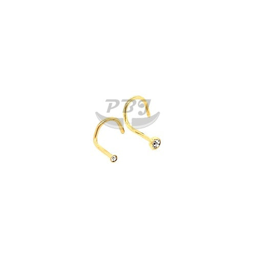 20G Jeweled Nose Screw 6pcs/pack Price-Gold Steel