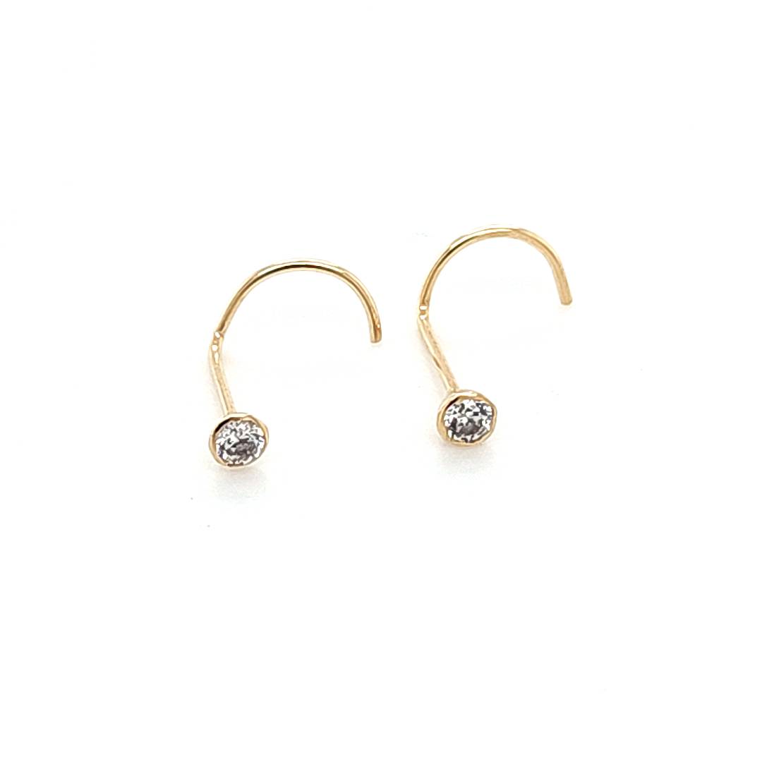 14K Gold- 22G Nose Screw Bezel CZ Set