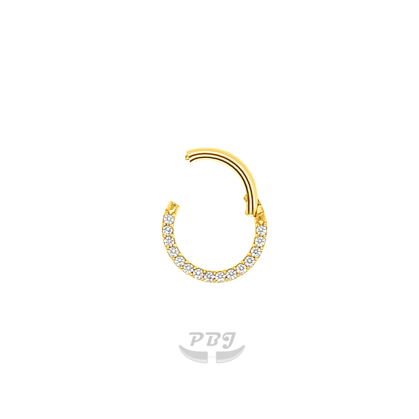 14K Gold-16G Hinged Segment, Front Set CZ