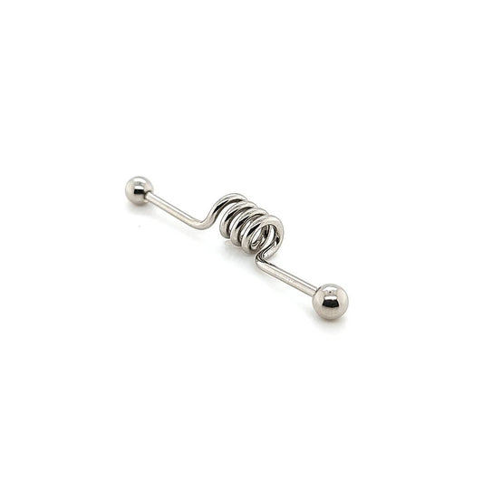 14G Industrial Barbell, Center Spring-316L S. Steel