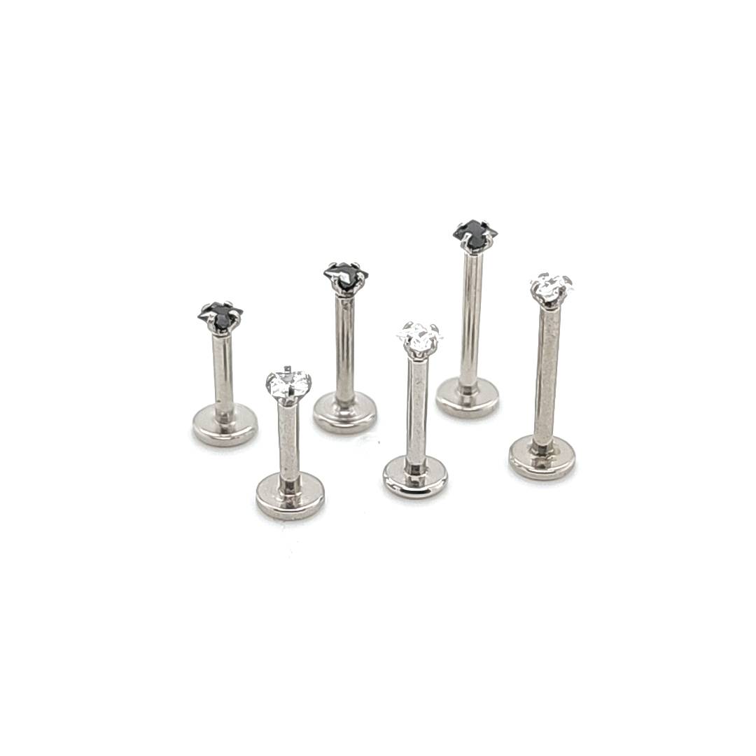 16G Labret, Square CZ Set-316L S. Steel