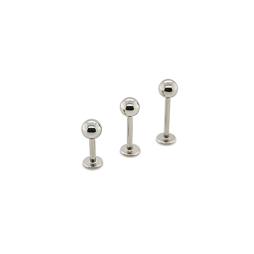 16G Labret, 3mm-4mm Ball- 316L S. Steel