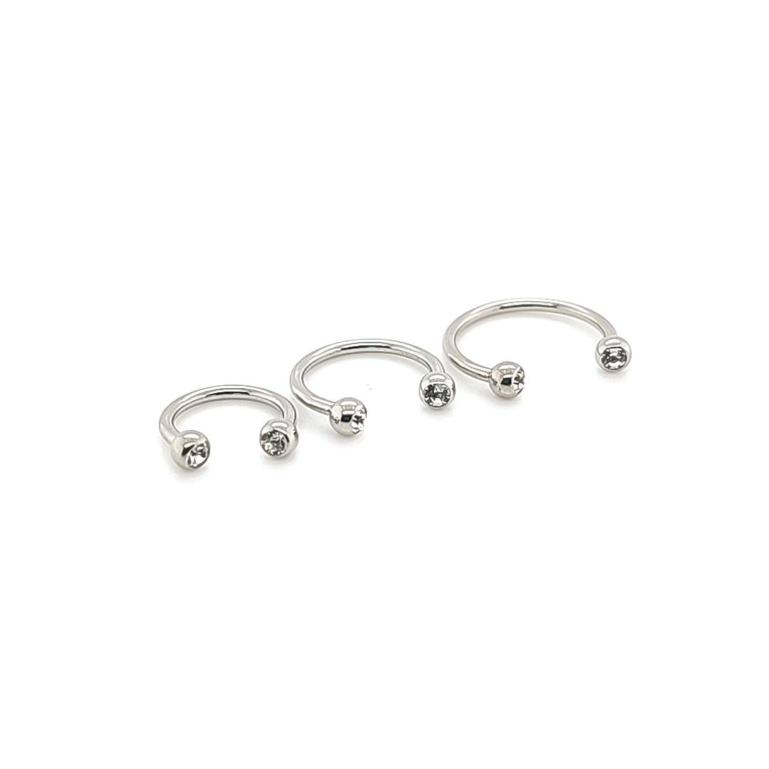 16G CBB Horseshoe, Jeweled Ball-316L S. Steel