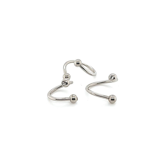 16G Twister Horseshoe, Jewel Ball-316L S. Steel