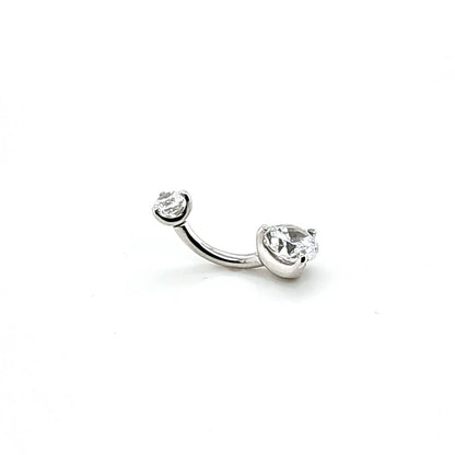 14G Belly CZ Prong Set-316L S. Steel