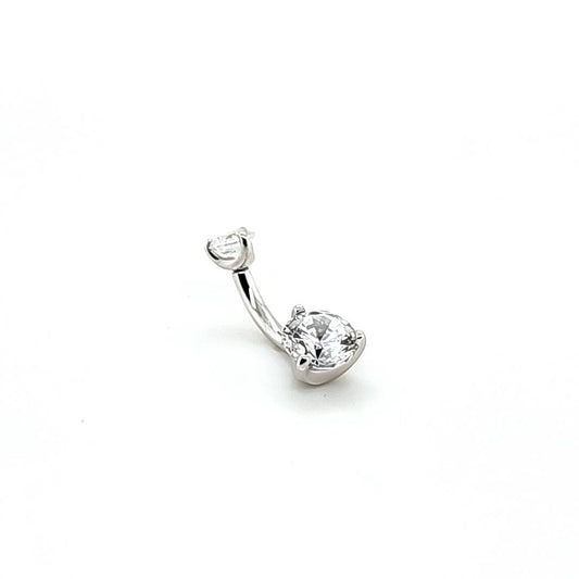 14G Belly CZ Prong Set-316L S. Steel