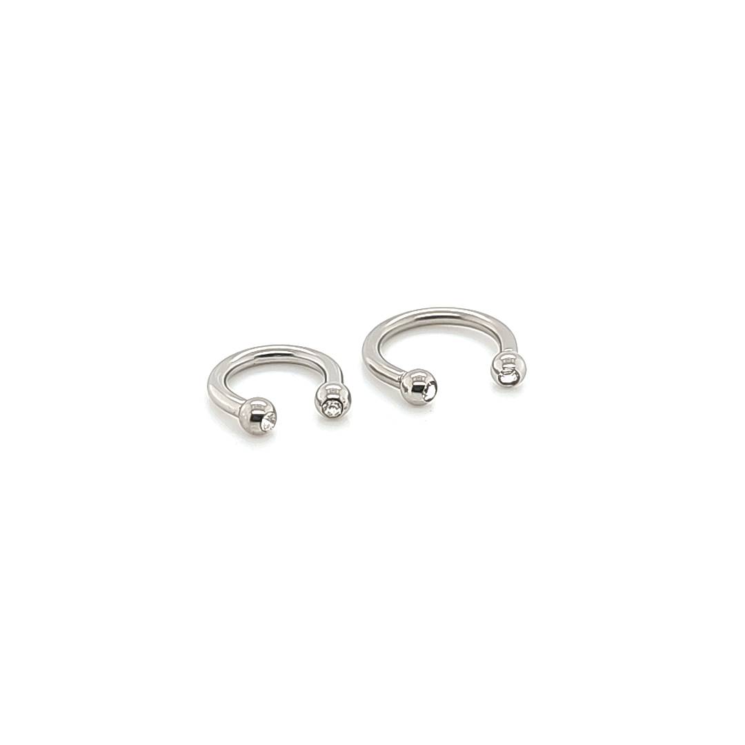 14G CBB Horseshoe, Jeweled Ball-316L S. Steel