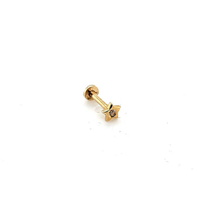 14K Gold- 18g Mini Star w/CZ Labret