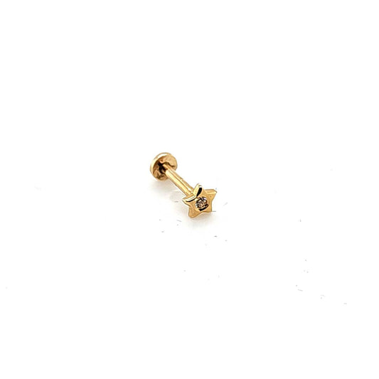 14K Gold- 18g Mini Star w/CZ Labret