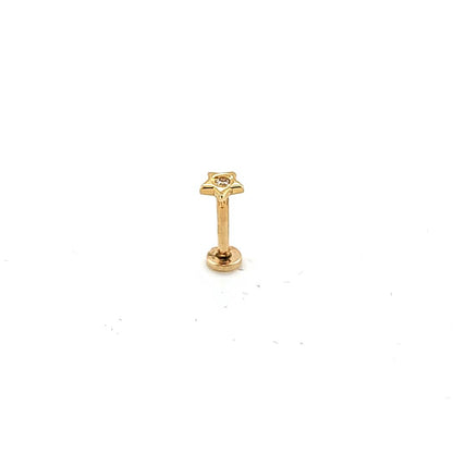 14K Gold- 18g Mini Star w/CZ Labret