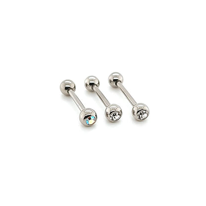 16G/14G Nipple Barbell, Side Gem-316L S. Steel