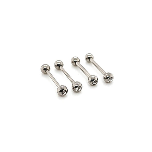 16G/14G Nipple Barbell, Side Gem-316L S. Steel