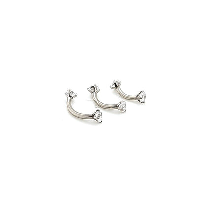 16G CZ Prong set Eyebrow-316L S. Steel