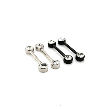 14G Nipple Barbell, Push Bezel Gem-316L S. Steel