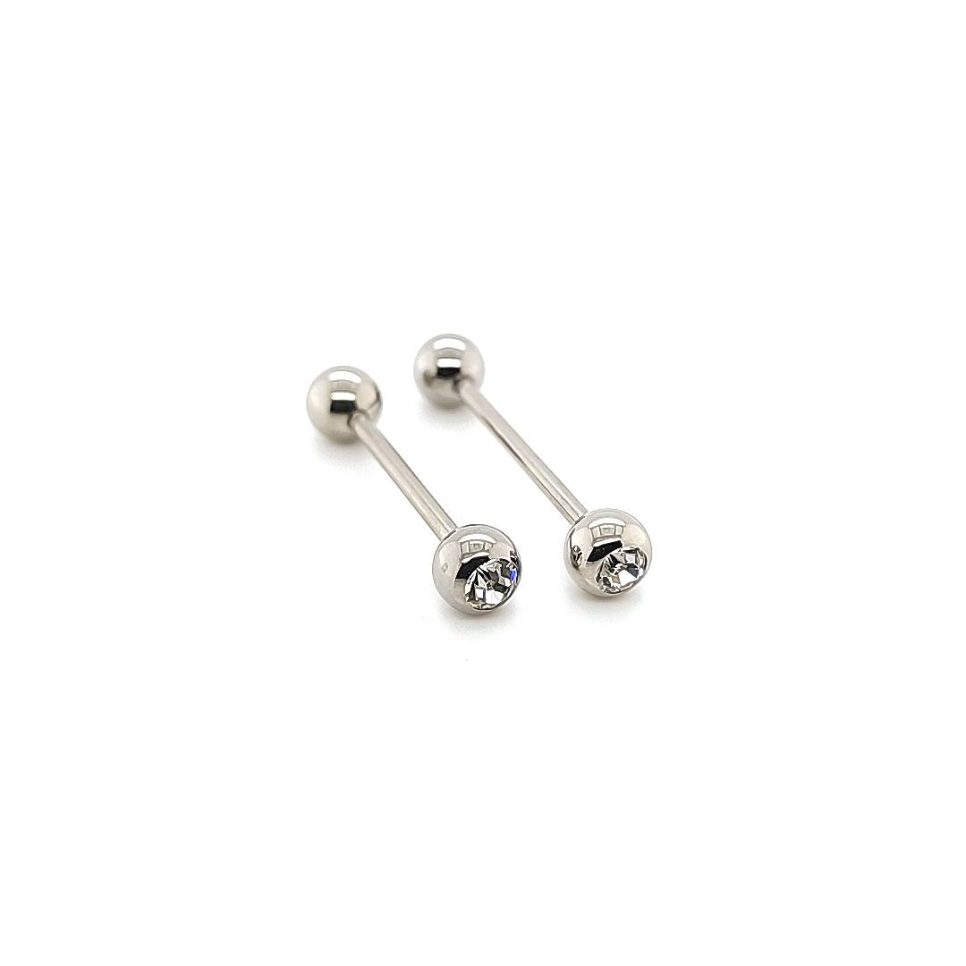 14G Jeweled Long  Barbell -316L S. Steel