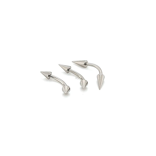 16G Eyebrow, Long Cone -316L S. Steel