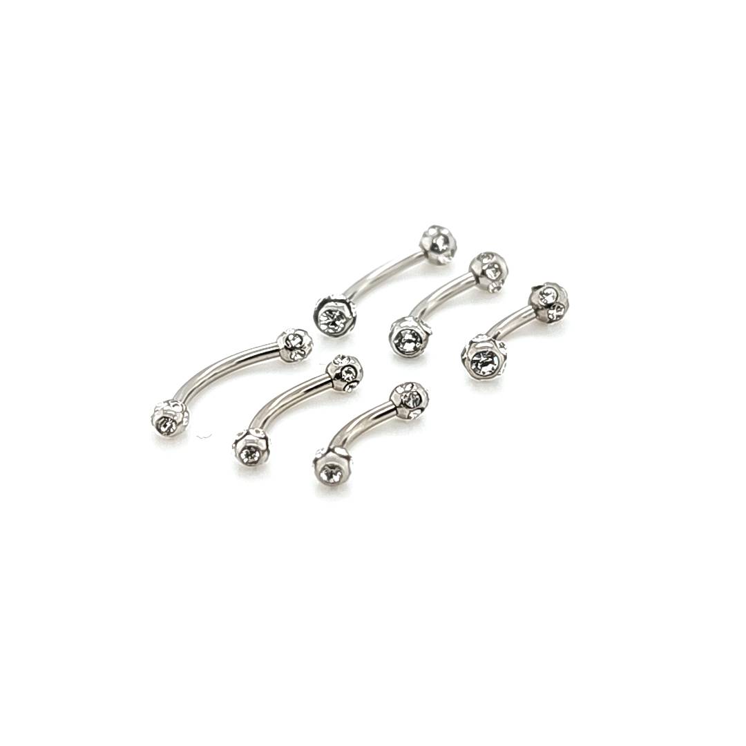 16G Eyebrow, Multi Stone-316L S. Steel