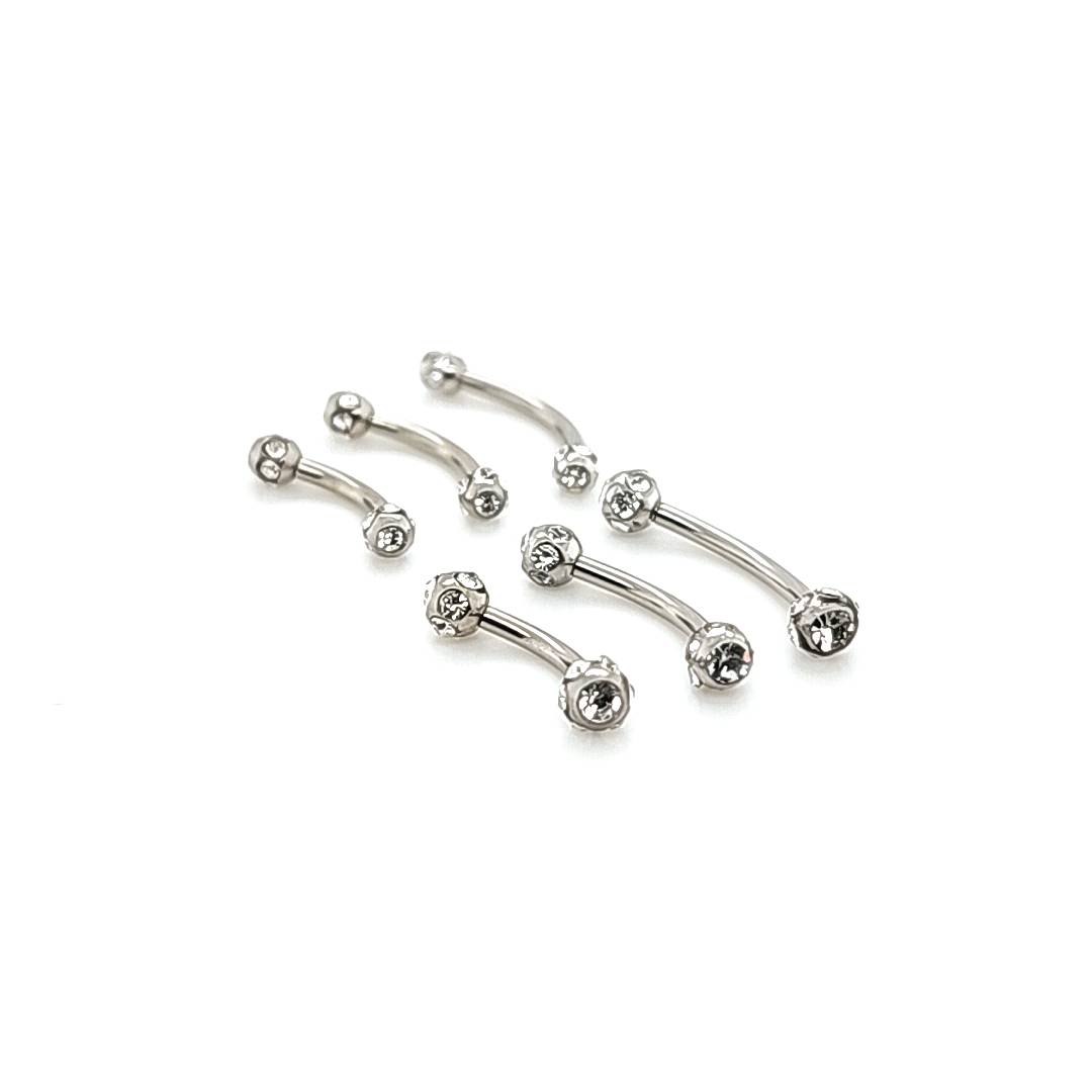 16G Eyebrow, Multi Stone-316L S. Steel