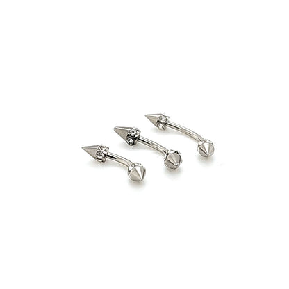 16G Eyebrow, Multi Stone Cone- 316L S. Steel