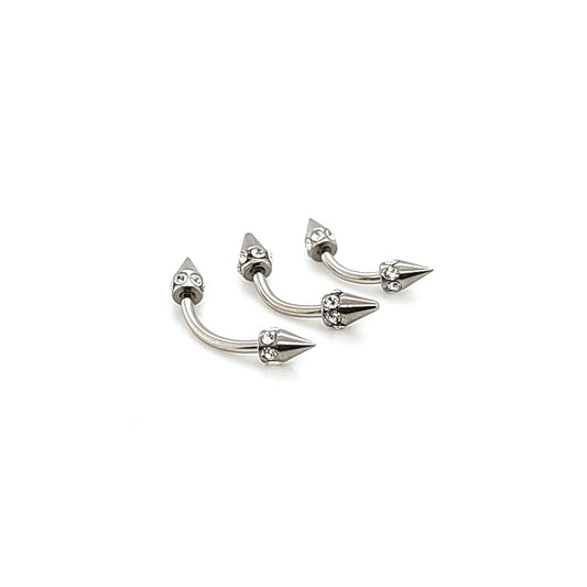 16G Eyebrow, Multi Stone Cone- 316L S. Steel