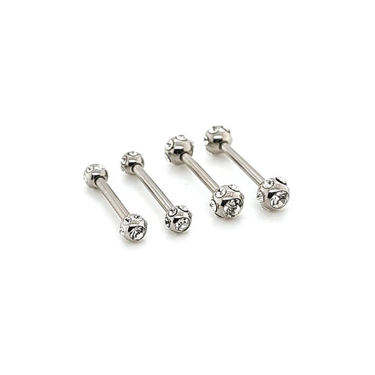 14G Nipple Barbell, Multi Gem-316L S. Steel